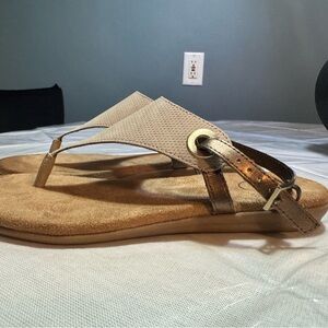 White Mountain Tan and Gold Sandals